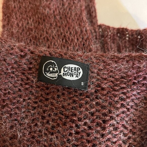 Cheap Monday Size S Red Open-Knit Pullover Sweater - Picture 2 of 10